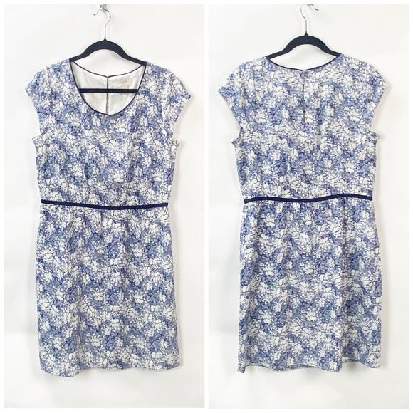 2/$30 2/$30 Ann Taylor LOFT 10 Womens Navy/White Sketched Floral Sheath Dress - Picture 3 of 9